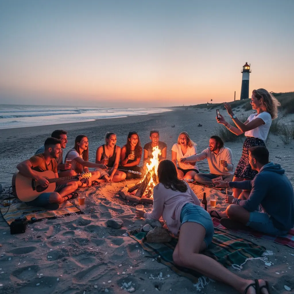 Een panoramisch uitzicht op het uitgestrekte strand van Texel met golven van de Noordzee.