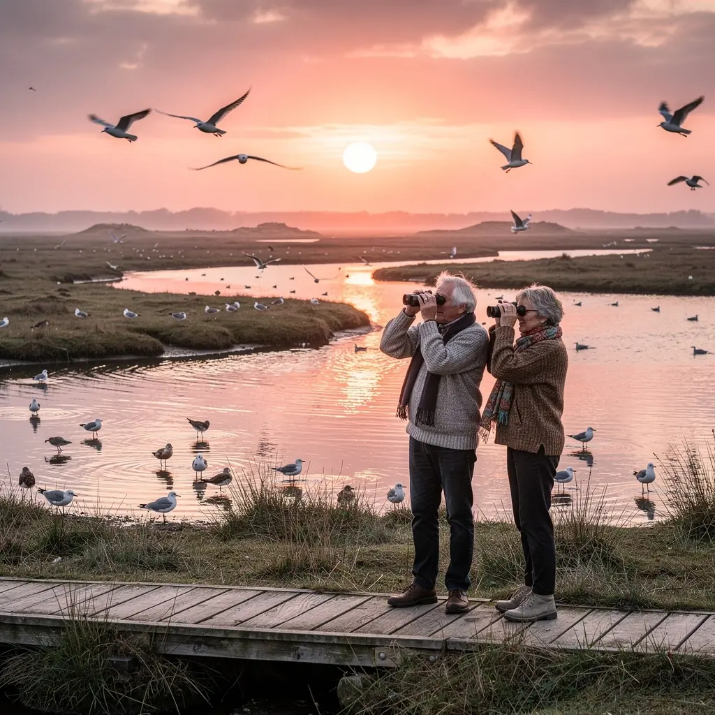 Een kleurrijke zonsondergang boven de Noordzee, gezien vanaf het strand van Texel.